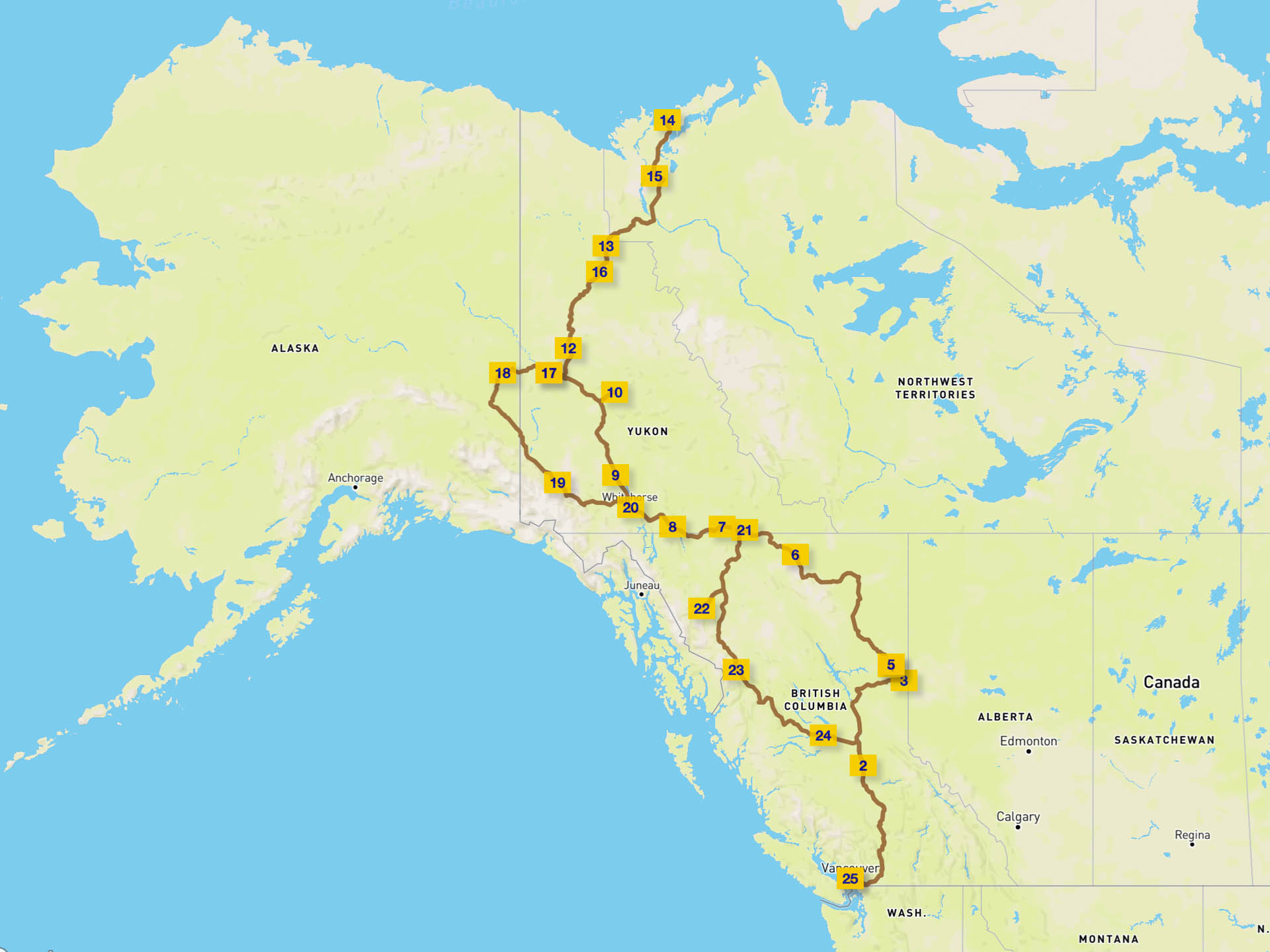 Yukon Trip Map