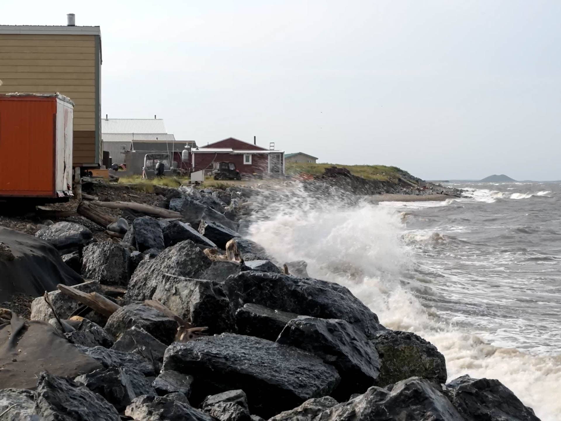 Geofabric, boulders and concrete slabs have failed to protect the shoreline