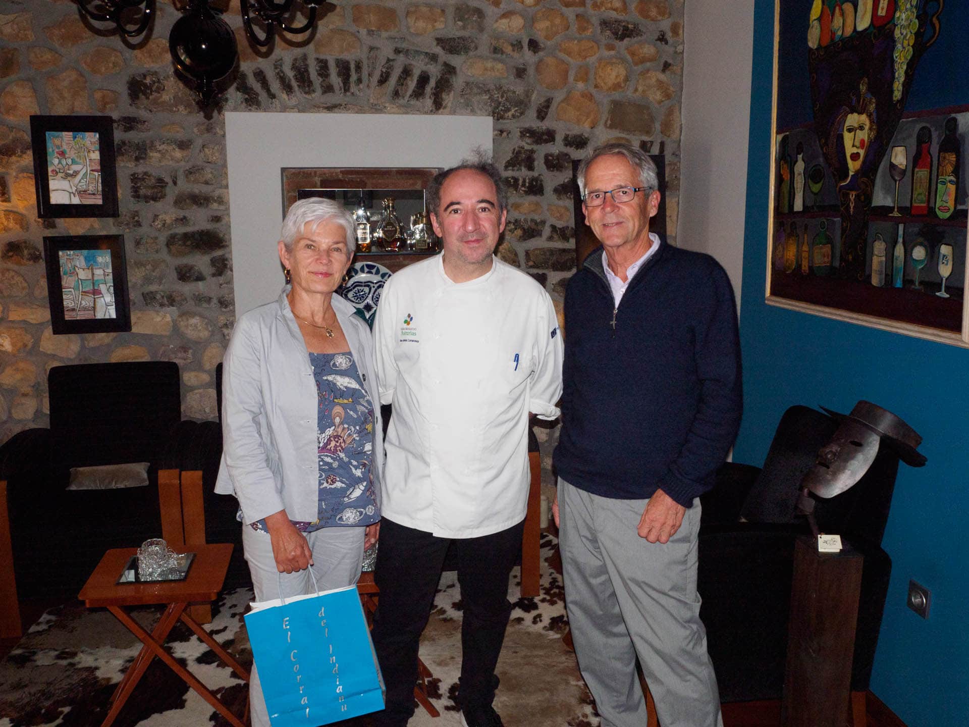 With José Antonio Campoviej, chef/owner of  El Corral del Indianu in the town of Arriondas in Asturias, Spain